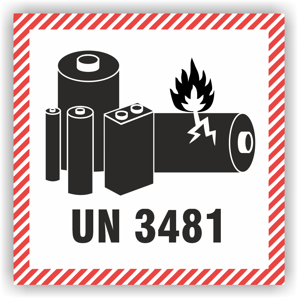 <p>Gefahrgut UN 3481 LITHIUM-IONEN-BATTERIEN IN AUSRÜSTUNGEN oder MIT AUSRÜSTUNGEN VERPACKT (einschließlich Lithium-Ionen-Polymer-Batterien) entsprechend Sondervorschrift 188 ADR (Lithiumzellen, die nicht dem ADR unterliegen).</p>